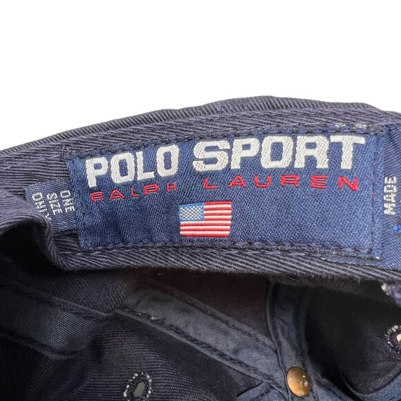 Polo Sport Ralph Lauren Sit Down Bear Embroidered Strapback Hat Cap Vintage Dad - Picture 8 of 11